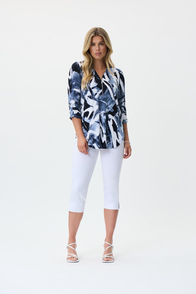 ABSTRACT PRINT SILKY KNIT TUNIC