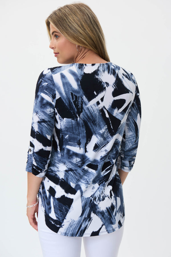 ABSTRACT PRINT SILKY KNIT TUNIC
